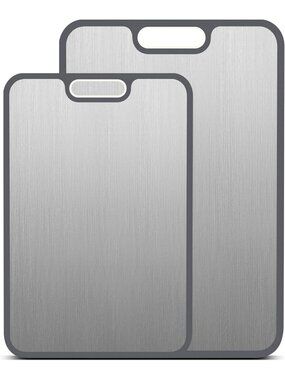 Reversible Non-Slip Titanium Cutting Boards Set of 2 for Kitchen Use